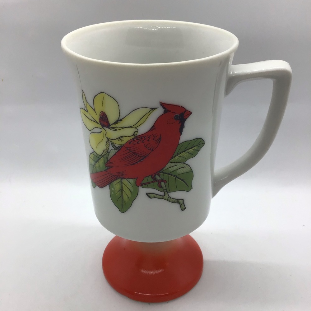 Vintage Japan Fred Roberts Irish coffee mug bird red cardinal tea cup - Picture 1 of 6